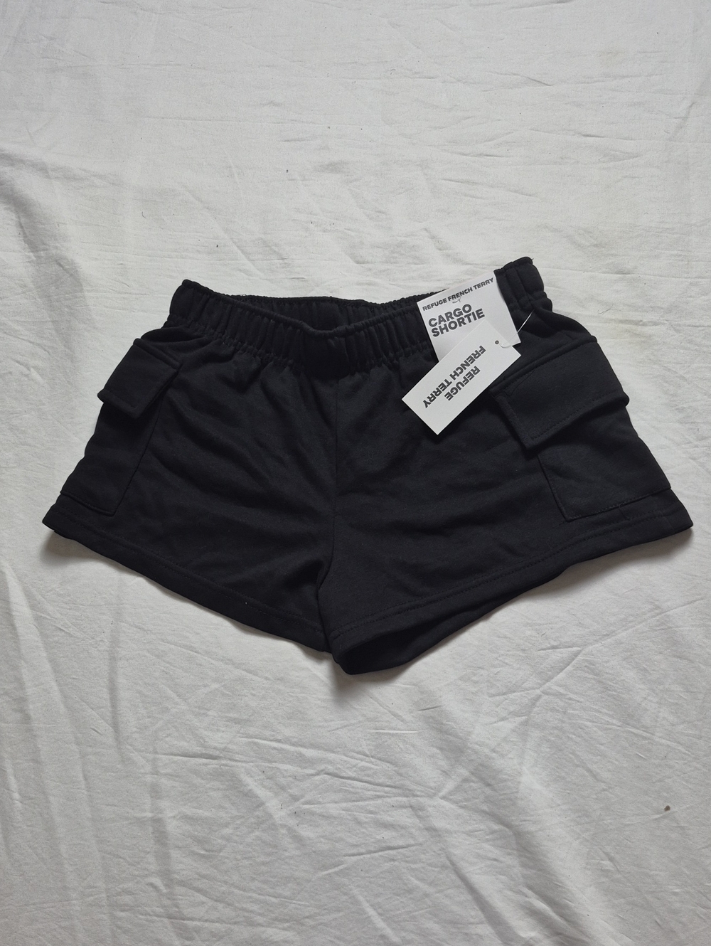 refuge Black Cargo Shortie Shorts